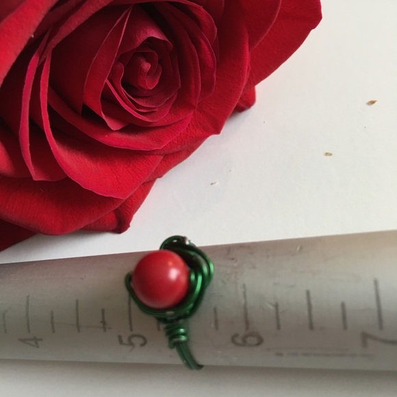 Handmade Red coral wire wrapped ring .🆕🆒🌹 - Picture 3 of 4